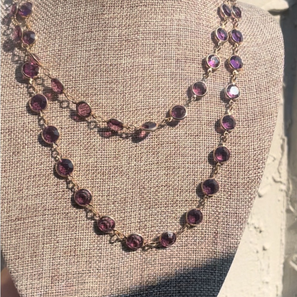 Purple Glass Single Strand Necklace (36” long)